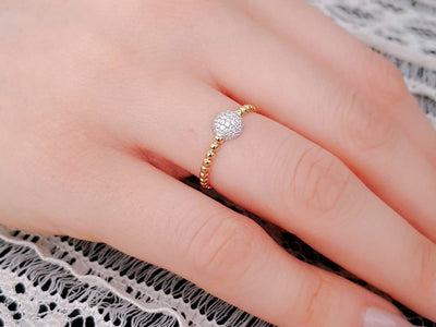 Bague demi-monde en or jaune et blanc 14 carats avec diamant de 0,19 carat