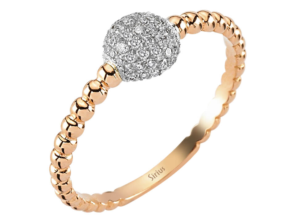 0,19 Karat Diamant halb Welt Ring in 14k Gelb- und Weißgold - handgefertigter Diamantschmuck aus Feingold | Sirius Diamant