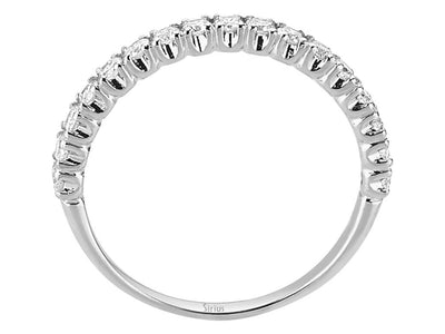Alliance demi-ronde en or blanc 585 14 carats avec diamants de 0,53 carat