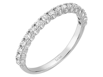 Alliance demi-ronde en or blanc 585 14 carats avec diamants de 0,53 carat