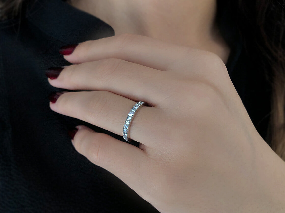 Alliance demi-ronde en diamant de 0,46 carat
