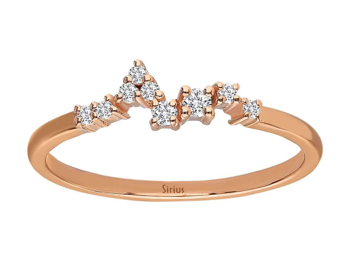 Minimalist half-round ring with diamonds