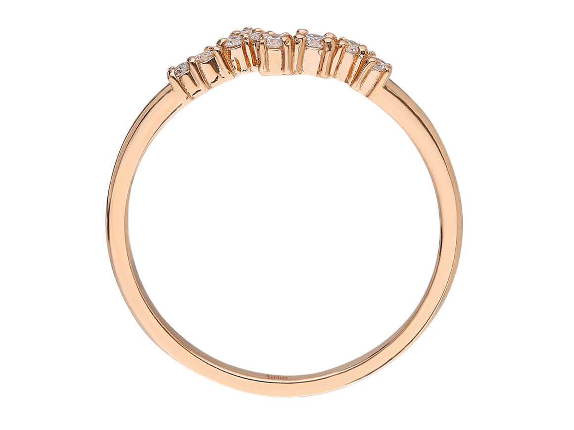 Minimalist half-round ring with diamonds