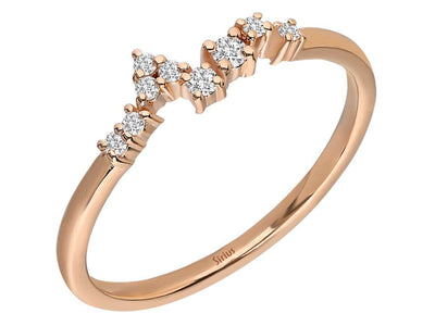 Minimalist half-round ring with diamonds