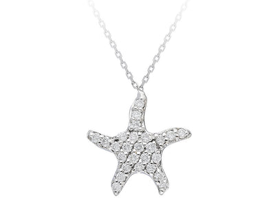 Diamond starfish necklace in 18K white gold