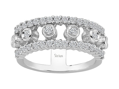 Diamond double rail ring in 18 carat white gold