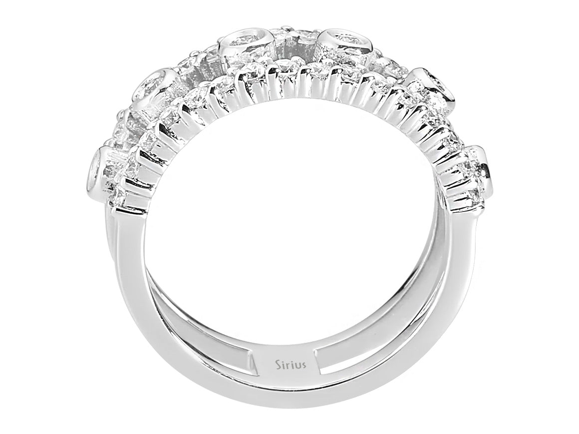 Diamond double rail ring in 18 carat white gold