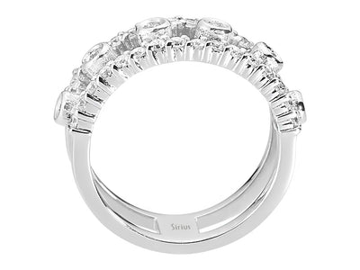 Diamond double rail ring in 18 carat white gold