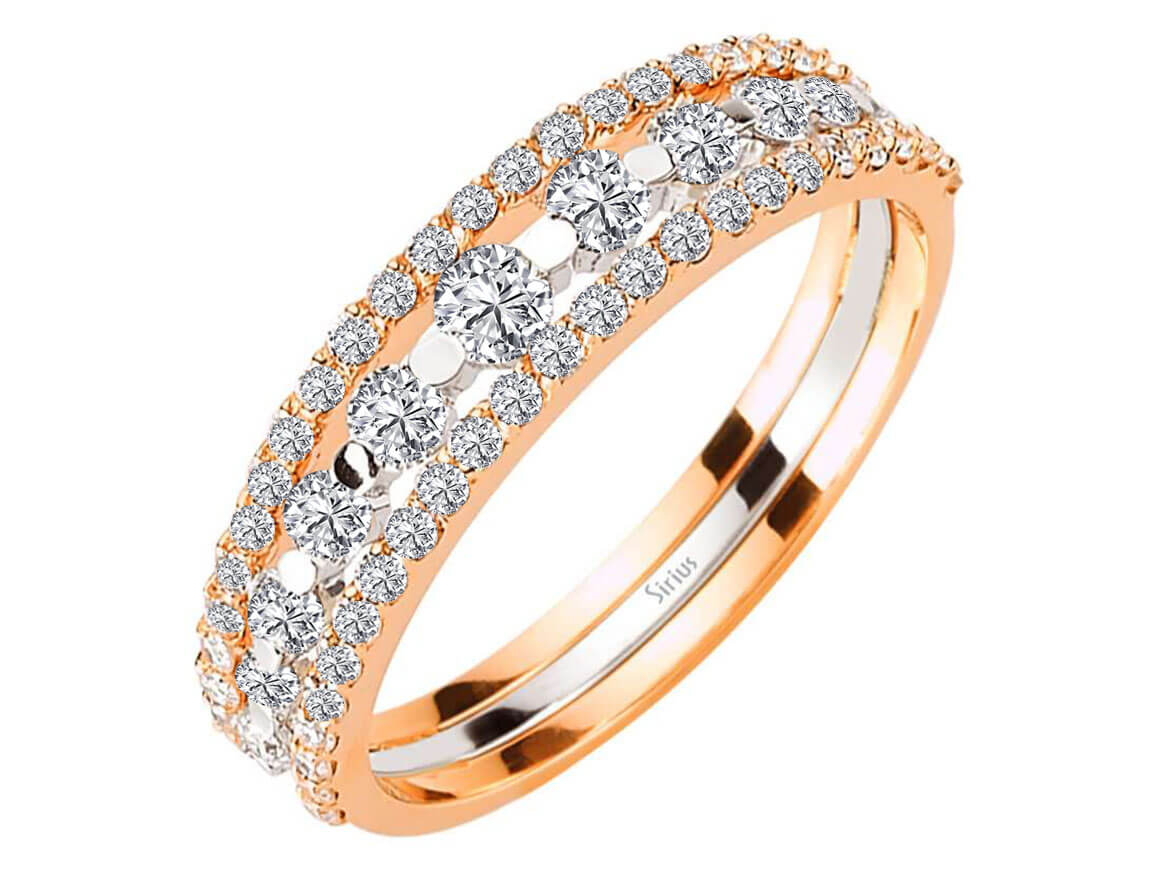 0,40 Gesamtkarat Diamant dreiteiliger Halbrund Allianz in 18 Karat Weißgold - handgefertigter Diamantschmuck aus Feingold | Sirius Diamant