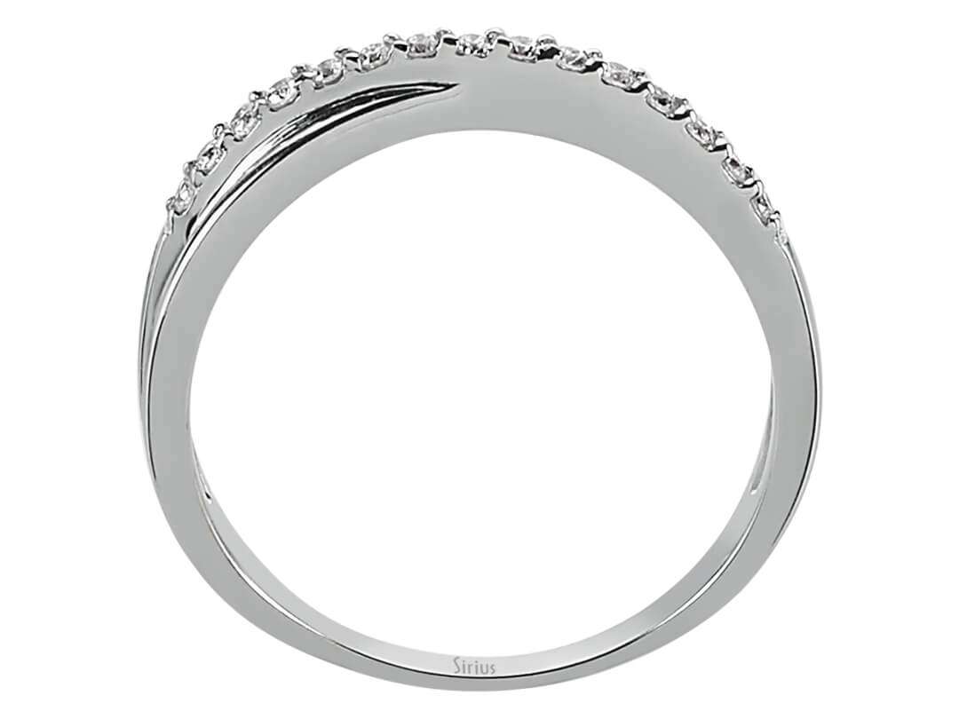 Alliance demi-ronde en or blanc 585 14 carats avec diamants de 0,15 carat