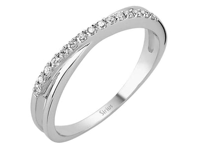 Alliance demi-ronde en or blanc 585 14 carats avec diamants de 0,15 carat