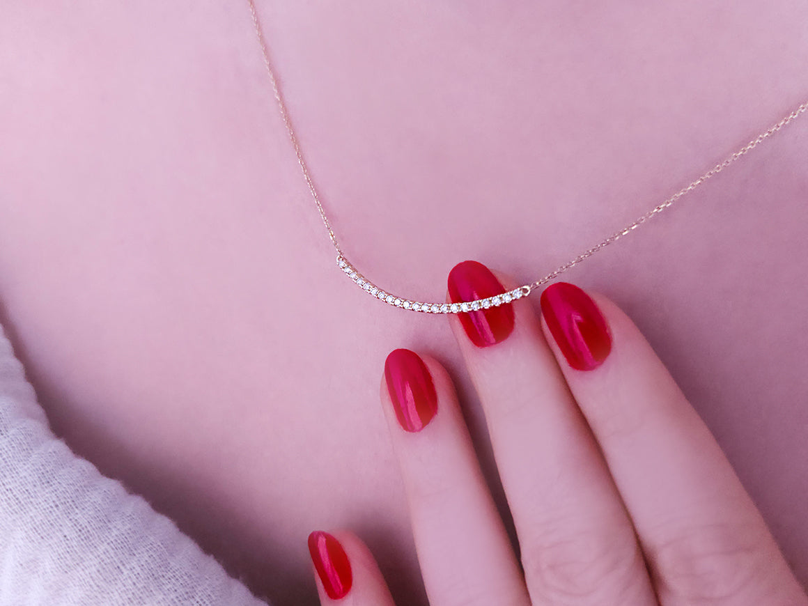Collier moderne Su Yolu avec diamants et chaîne