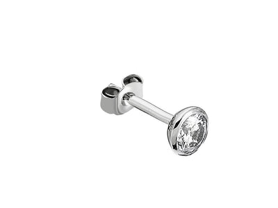 0.13 Carat Diamond Solitaire Men's Earring in 14 Carat White Gold