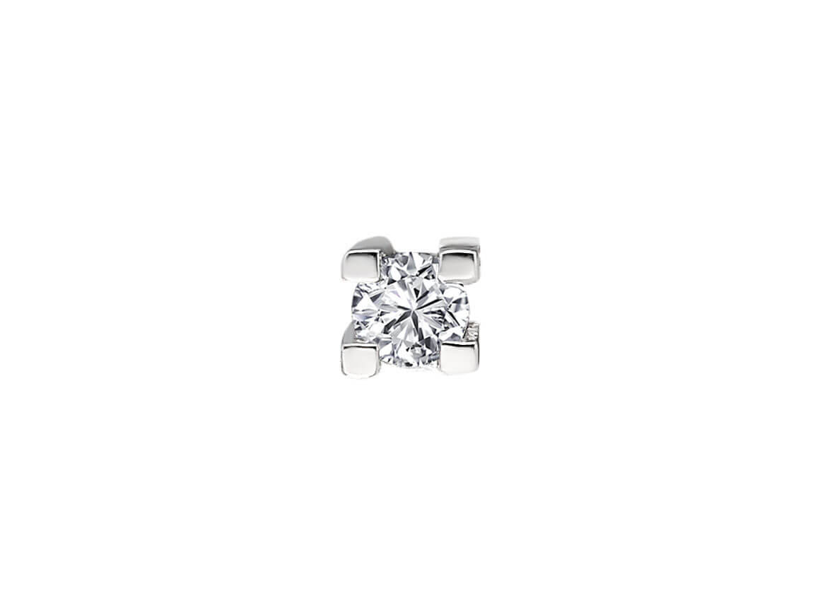 0.06 carat diamond solitaire men's stud earrings in 8 K white gold