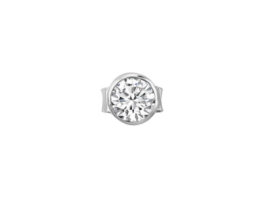 0.08 carat solitaire diamond stud earrings for men in 14 carat white gold
