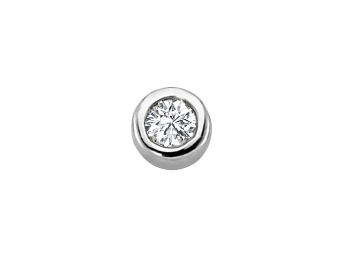 Boucles d'oreilles solitaires en or blanc 14 carats avec diamant de 0,05 carat