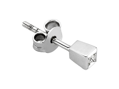 Boucle d'oreille homme solitaire diamant 0,02 carat en or blanc 14 carats