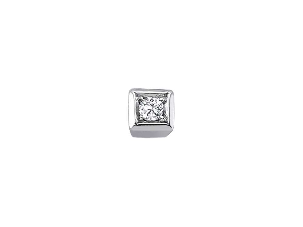 Boucle d'oreille homme solitaire diamant 0,02 carat en or blanc 14 carats