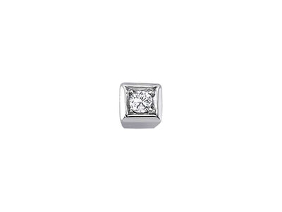 Boucle d'oreille homme solitaire diamant 0,02 carat en or blanc 14 carats