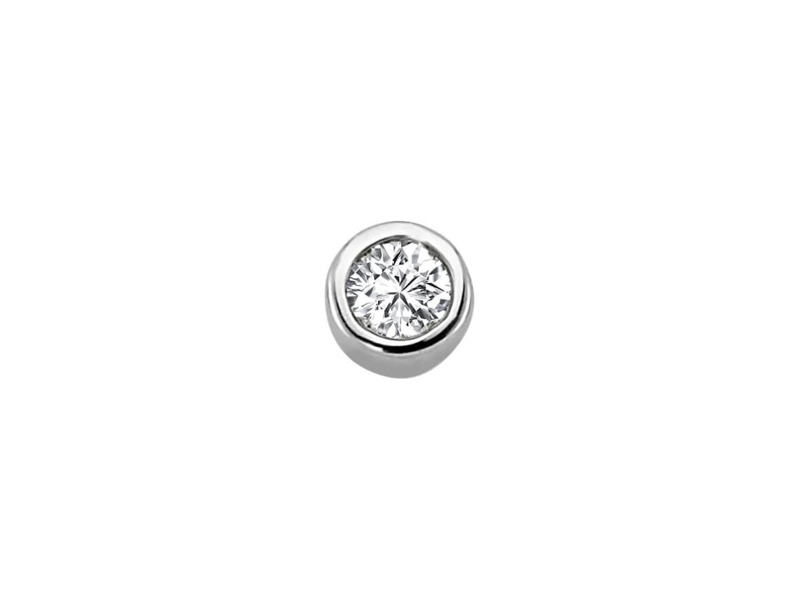 0.11 carat diamond solitaire men's earring in 14 K white gold