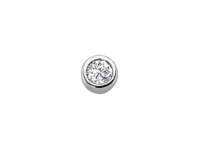 0.11 carat diamond solitaire men's earring in 14 K white gold