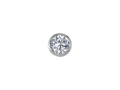 0.14 carat solitaire diamond men's earring in 14 carat white gold