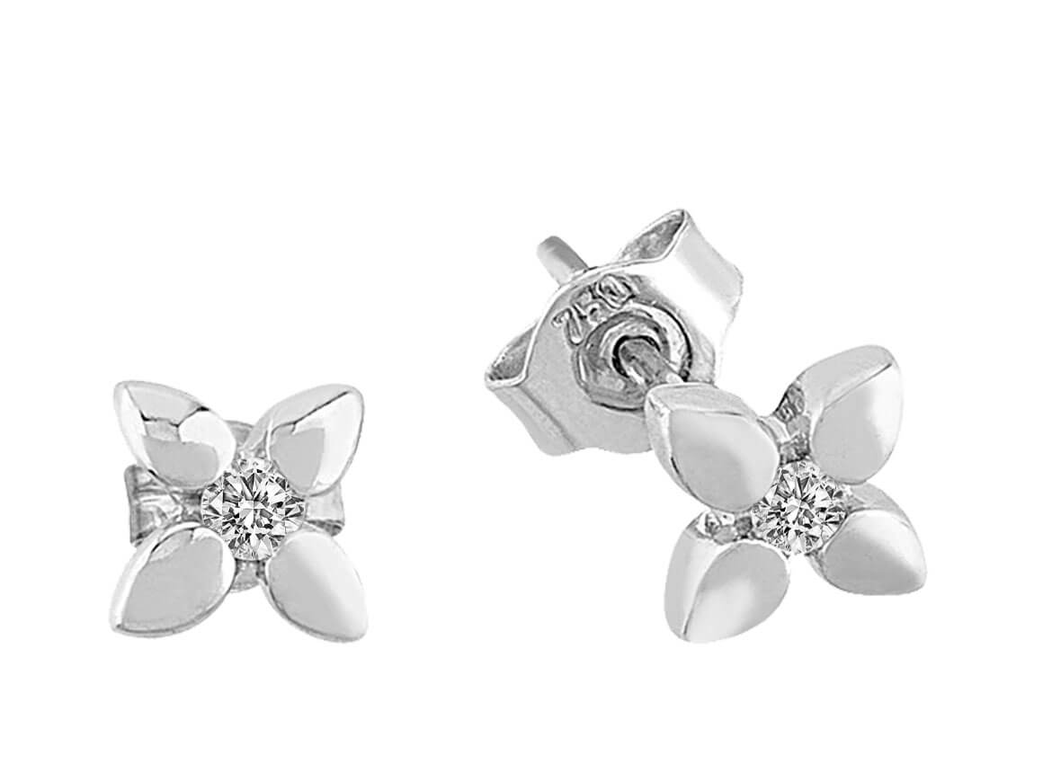 0,10 Carat Diamant Blumen Design Ohrringe - handgefertigter Diamantschmuck aus Feingold | Sirius Diamant