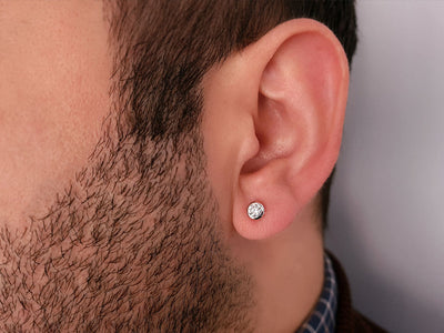 G color 0.24 carat diamond men's earring studs in 585 14 K white gold