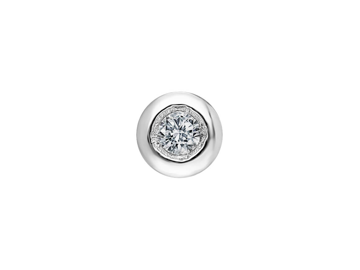 G Color 0.04 Carat Solitaire Men's Earring in 14 K White Gold