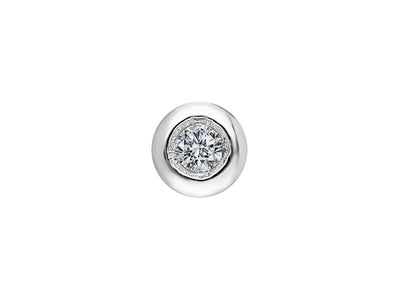 G Color 0.04 Carat Solitaire Men's Earring in 14 K White Gold