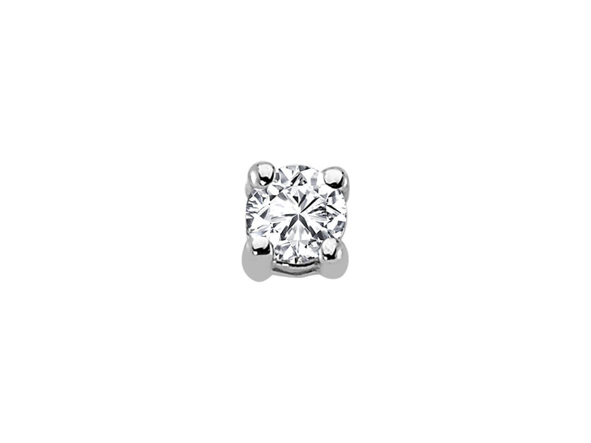 0.11 carat diamond solitaire men's earring in 14 K white gold
