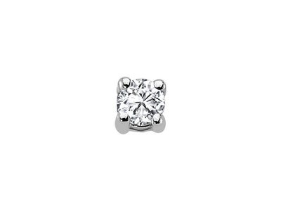 0.11 carat diamond solitaire men's earring in 14 K white gold
