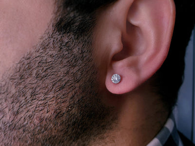 0.20 carat diamond men's earring in 585 14 carat white gold