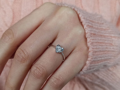 0.16 carat diamond heart solitaire ring