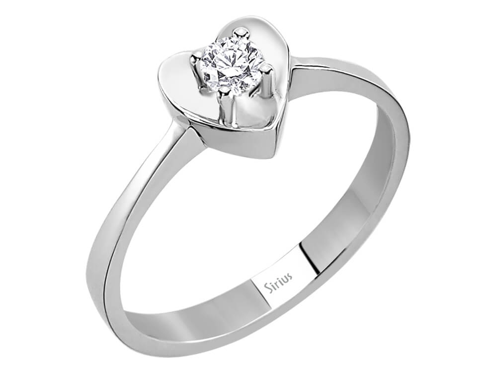 0,16 Karat Diamant Herz Solitär Ring - handgefertigter Diamantschmuck aus Feingold | Sirius Diamant