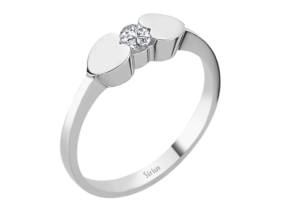 Bague solitaire en forme de cœur avec diamant de 0,15 carat