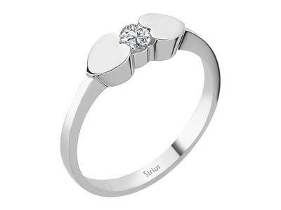 Bague solitaire en forme de cœur avec diamant de 0,15 carat