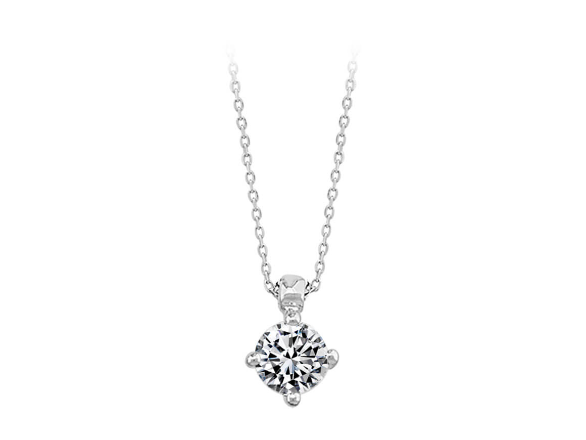 0,30 Ct. Solitär Diamant Collier in 585er 14K Weißgold - handgefertigter Diamantschmuck aus Feingold | Sirius Diamant