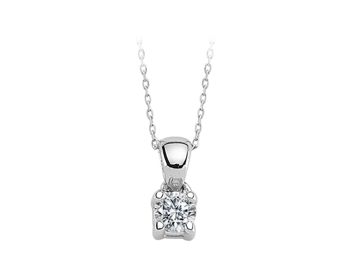 0,10 ct G/SI Diamant Solitär Halskette in 585 Weißgold - 42 cm - handgefertigter Diamantschmuck aus Feingold | Sirius Diamant