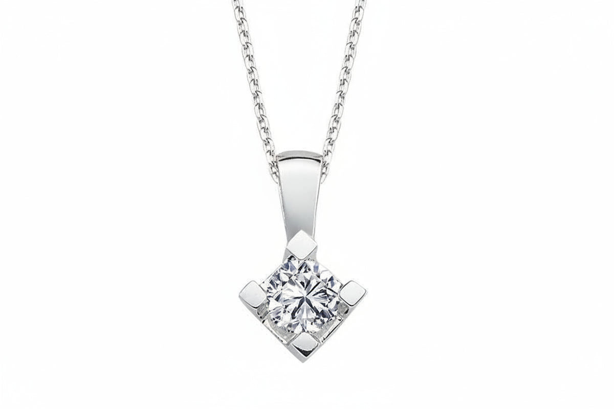 F Farbe 0,20 Carat Solitär Collier - handgefertigter Diamantschmuck aus Feingold | Sirius Diamant