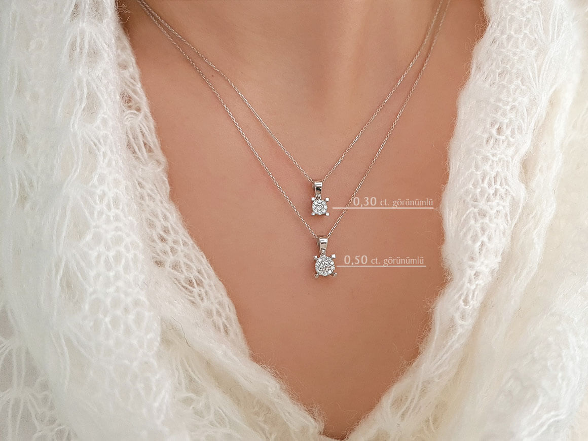 Collier solitaire diamant effet 0,50 carat