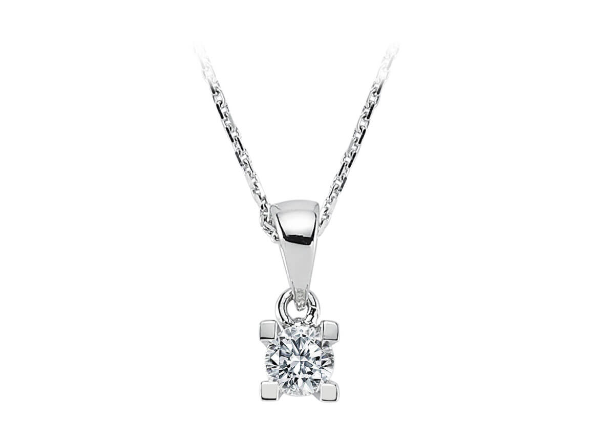 0,21 Karat Diamant Solitär Collier - handgefertigter Diamantschmuck aus Feingold | Sirius Diamant