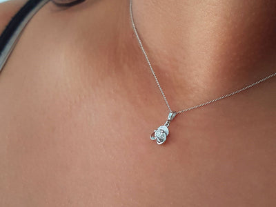 Diamond solitaire jewelry set in 14K white gold