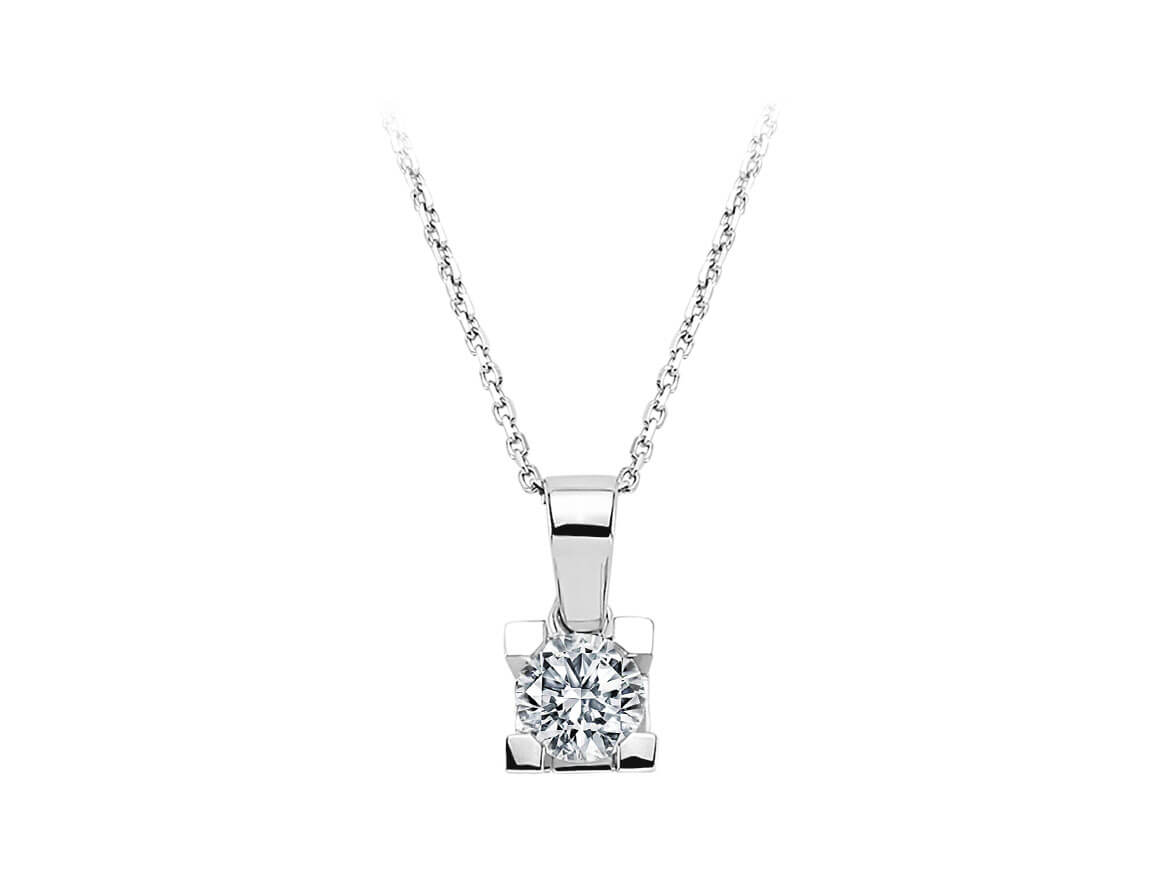 0,42 Karat Diamant Solitär Collier - handgefertigter Diamantschmuck aus Feingold | Sirius Diamant