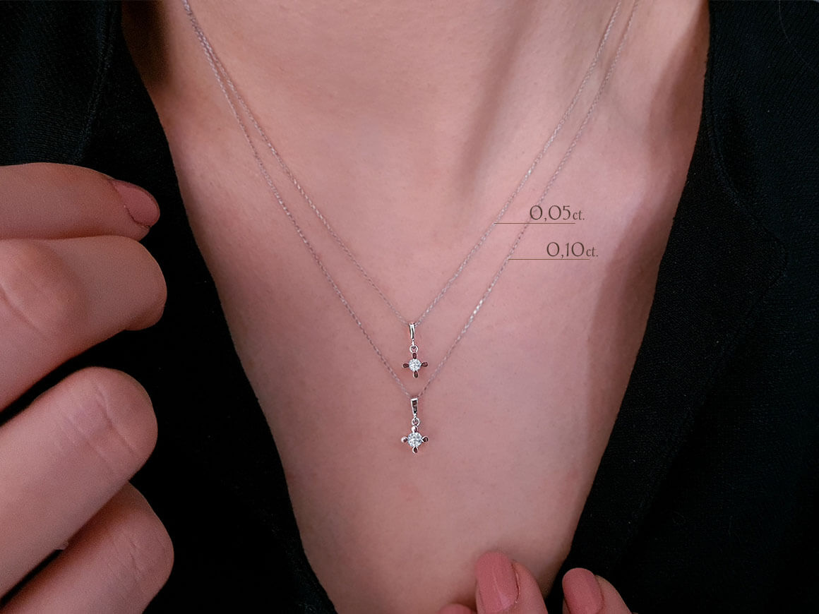 0,05 Carat Diamant Solitaire Collier - handgefertigter Diamantschmuck aus Feingold | Sirius Diamant