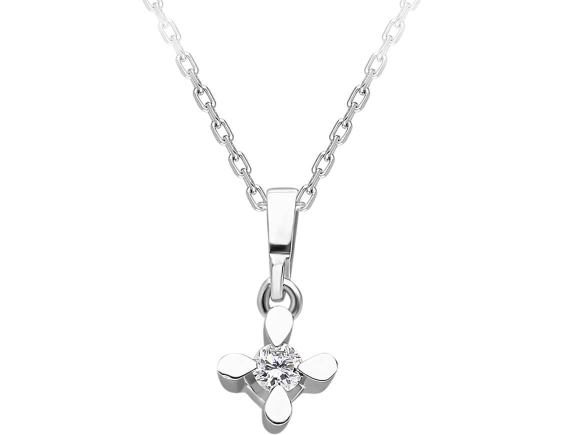0,05 Carat Diamant Solitaire Collier - handgefertigter Diamantschmuck aus Feingold | Sirius Diamant