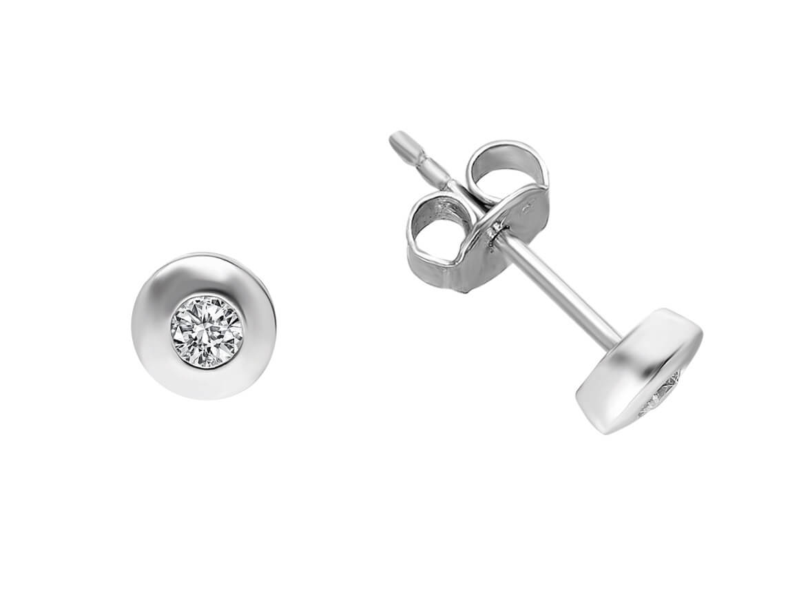 F color 0.14 carat stud earrings in 585 14K white gold