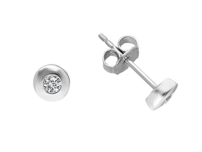 F color 0.14 carat stud earrings in 585 14K white gold