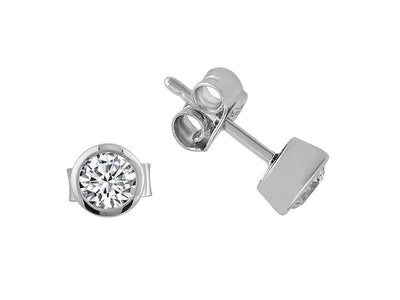 0.51 carat diamond solitaire earrings in 14 K white gold