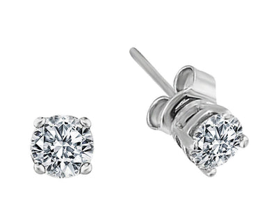 G / SI2 color 0.91 carat diamond solitaire earrings in 585 14 carat white gold